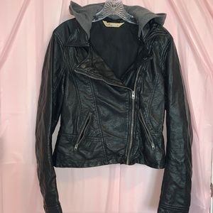 Leather hollister jacket in black